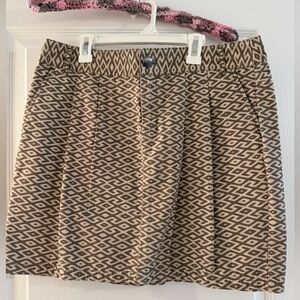 GAP Brown and Cream A-Line Mini Skirt with Pleats